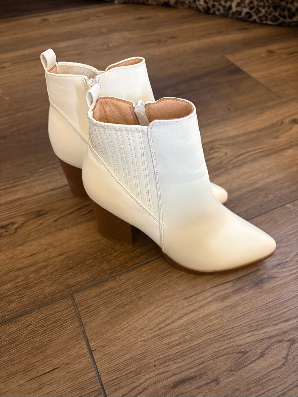 White Pointed-Toe Ankle Booties